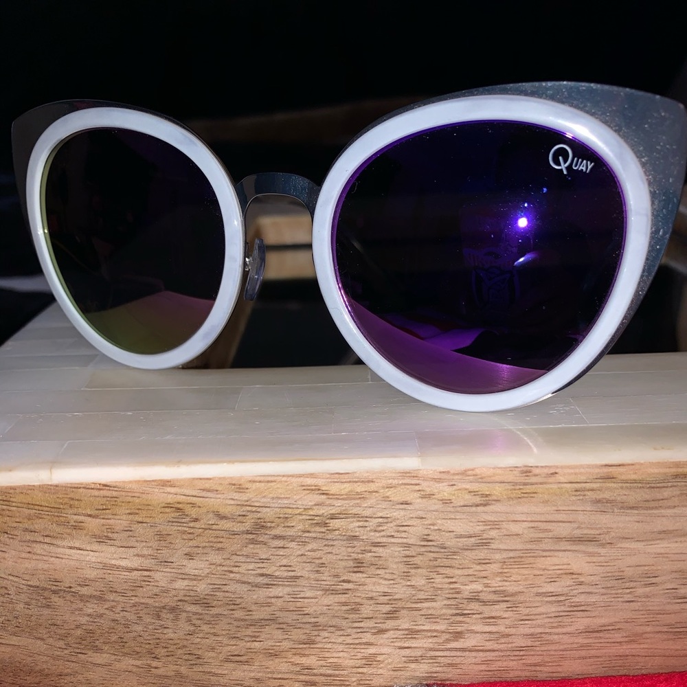 Quay "Girly Talk" Cat Eye Metal Frame Sunglasses